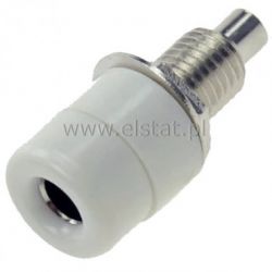 Gniazdo bananowe 4mm 23mm białe 24.247.6 niklow.