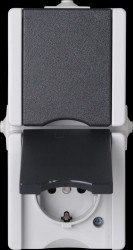 947555007 proAQA earthed contact outlet, 2-fold, pre-wired, grey