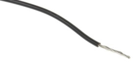 Przewód jednożyłowy linkowy, Przewód instalacyjny, 0,13 mm², 7/0,16 mm, 26 AWG, XLPE, 300 V, Czarny, dł. 100m, RS PRO