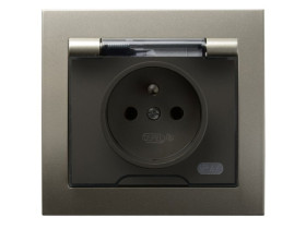 KIER Gniazdo hermetyczne z uziemieniem IP-44 wieczko przezroczyste satyna light GPH-1WZ/45/d OSPEL