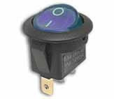 MK1030B12 Przełącznik kołyskowy, okrągły, podświetlany: włącz - wyłącz (SPST), średnica 21 mm, niebieski 20A/12VDC