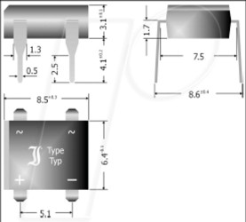 B40D Bridge rectifier 80V 1A DIL-4