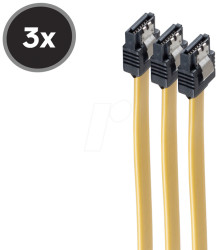 BS78246-0.5Y-3 Set of 3, SATA 6 Gb/s cable, connector &gt; connector, 0.5 m, yello
