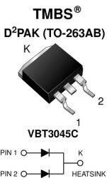 VBT3045C-E3 Dual Low-Voltage Trench MOS Barrier Schottky Rectifier Ultra Low VF = 0.30 V at IF = 5.0 A