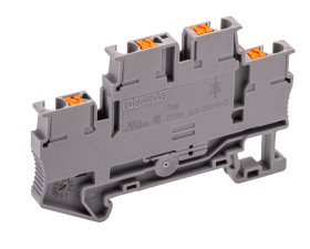 Dwurzędowa złączka szynowa Phoenix Contact poziomy: Podwójny 26 → 12AWGWciskane PTTB 2.5-DIO/U-O 20A 500 V