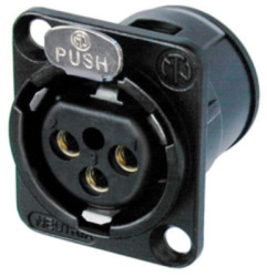 XLR panel socket, 3 pole, gold-plated, metal, NC3FD-V-B