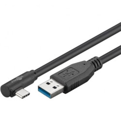 Kabel USB 3.2 Gen1 AM-CM Kątowy 50cm 5Gbps 15W Czarny