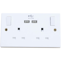 Dencon 4410NB Switched Socket 2-Gang &#x2B; 2 USB Ports 13A