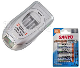 ładowarka GT BQC-4A18 LCD + 4X R6 AA Ni-MH Sanyo 2700mAh