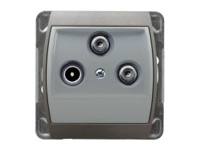 GAZELA Gniazdo antenowe RTV-SAT z 2 wyjściami SAT srebro + tytan GPA-J2S/m/18/23 OSPEL