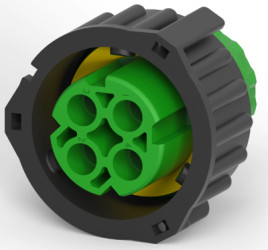 Socket, unequipped, 4 pole, straight, 2 rows, green, 3-1719434-1