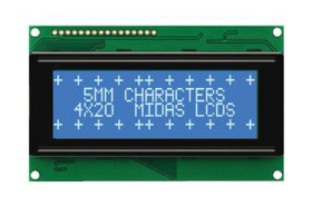 Wyświetlacz monochromatyczny LCD, , Alfanumeryczny, podświetlanie LED, Midas