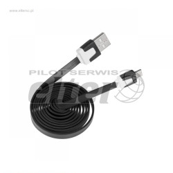 Kabel USB - microUSB 1,0m czarny płaski