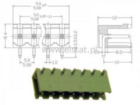 Listwa montaż. kątowa 7-zacisk. męska r = 5,08