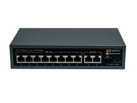 Switch 8x PoE 10/100 Mbps 802.3af/at + 2x Uplink 100/1000 Mbps + 1x SFP, 120W, tryb Extend (250m)