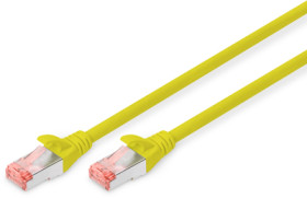 Patch cable, RJ45 plug, straight to RJ45 plug, straight, Cat 6, S/FTP, LSZH, 10 m, yellow, DK-1644-100/Y