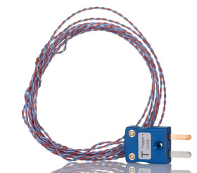 Termopara z odsłoniętym złączem T średnica 1/0.2mm długość 2m -75°C do +250°C Wtyk miniaturowy RS PRO