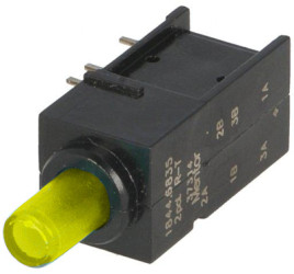 Pushbutton, 2 pole, yellow, illuminated  (yellow), 0.5 A/60 V, IP50, 1844.6735