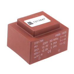 Transformator do druku 2 x 12V ac 230V ac 2 wyjścia Do montażu na płytce drukowanej 10VA