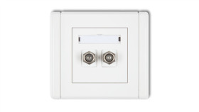 Flexi Gniazdo Antenowe Podwójne Typu F (Sat) Pozłacane Biały Fgf-2.1