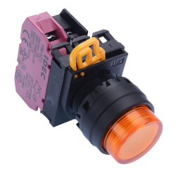 YW1L-M2E01Q4A Amber 24V illuminated 22mm Momentary Push Button Switch NC IP65 IDEC