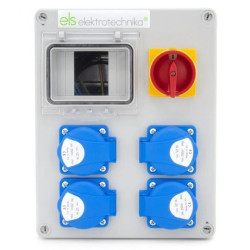 Rozdzielnica budowlana Mikołajki 4*GS + wyłącznik główny, obudowa naścienna, okablowana, niewyposażona, okienko 4M, 4NO400TRG