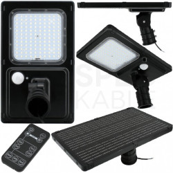 Oprawa, lampa hybrydowa uliczna LED 40W 6600lm barwa 3000K ciepła / 4000K neutralna IP65 czarna czujnik PIR LUXMENA