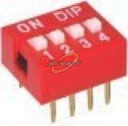 DIP-SWITCH 4-BIEGOWY CZERWONY