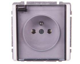 KOS66 Gniazdo bryzgoszczelne z/u IP44 z przesłonami klapka dymna białe 660440