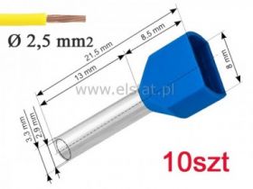 Końcówka rurkowa izolowana 2x2,5 L= 13mm (10szt)
