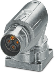 Surface mount socket, M17, 4 pole, crimp connection, standard/ONECLICK quick locking system, angled, 1628516