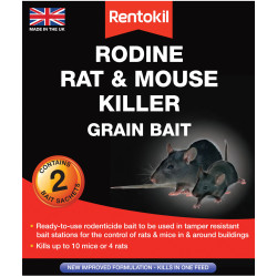 Rentokil PSMR11 Rodine Rat &amp; Mouse Killer Grain Bait (Sachets 2)