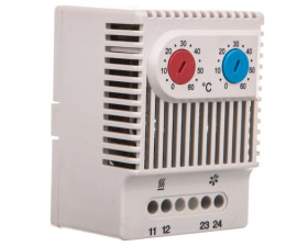 Termostat dwufunkcyjny do sterowania pracą grzałki / wentylatora NC/NO 230VAC zakres 0-60 stopni C 230VAC JWT6012