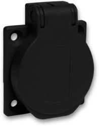 Surface-mounted german schuko-style socket outlet, black, 16 A/250 V, Germany, IP54, PKS51N