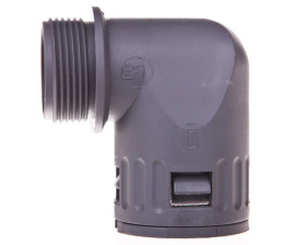 Dławnica kątowa do węża osłonowego PG21 IP68 SILVYN KLICK 90 stopni 21 szara 61801050