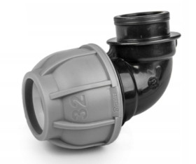 Kolanko do rur PE 32mm 90° z gwintem wewnętrznym 3/4" PN10 DSRA10K32F34