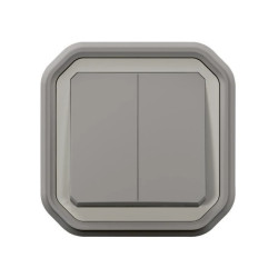 NOWE PLEXO 55 Łącznik podwójny/przycisk podwójny komplet podtynkowy 10 AX - 250 V AC szary 069815L