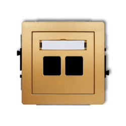 DECO Mechanizm gniazda multimedialnego podwójnego bez modułu (standard Keystone) złoty 29DGM-2P