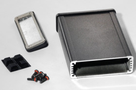 Aluminum RF enclosure, (L x W x H) 120 x 84 x 28 mm, black, IP54, 1457J1202EBK