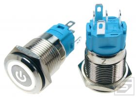 Przycisk LB16BP/LED:W 9-24VDC POWER biały; 16mm; bistabilny; 3A/250V