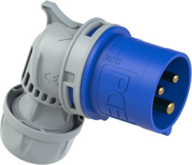 CEE angle plug, 3 pole, 16 A/230 V, blue, 6 h, IP44, 8013-6TT