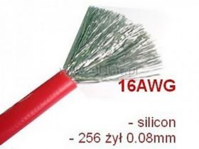 Przewód silikonowy; CU; 1,3mm2; czerwony