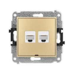 ICON Mechanizm gniazda komputerowego podwójnego 2xRJ45, kat. 6, 8-stykowy, bez pola opisowego złoty 29IGKBO-4