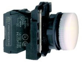 Wskaźnik św. biały O22 zwykła soczewka z żarówką BA9s \250V XB5AV61