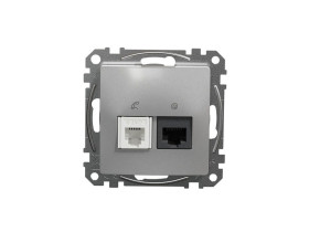 SEDNA DESIGN & ELEMENTS Gniazdo komputerowo-telefoniczne (RJ45 k.5eUTP+RJ11) srebrne aluminium SDD113458 SCHNEIDER ELECTRIC