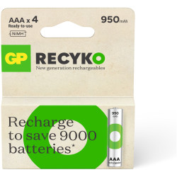 GP GPRHC103E042 GP Recyko NiMH 950mAh AAA 4&#x27;s ECV paper box