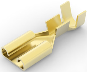 Uninsulated flat plug sleeve, 6.35 x 0.81 mm, 0.82 to 2.08 mm², AWG 18 to 14, brass, 42400-1