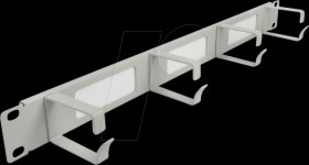 66543 19" Cable Management Brush Strip, 4 hooks, 1U, grey