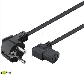 96032 Beidseitig abgewinkeltes Kaltgeräte-Anschlusskabel, 3 m, Schwarz