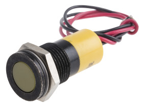 Lampka kontrolna do montażu panelowego 24V dc, Żółta 14mm LED Wyprowadzenia RS PRO
